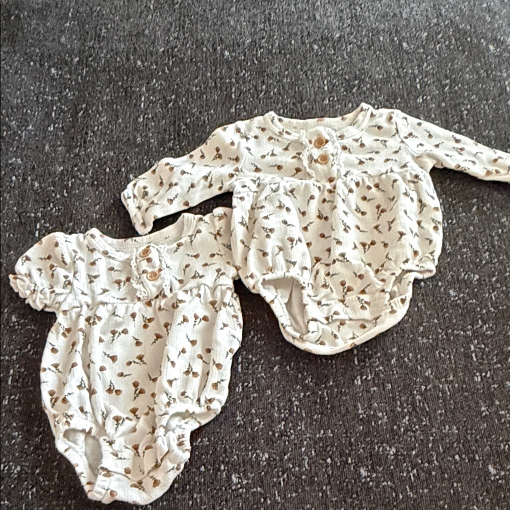 Adorable Cream and Brown Kids One Piece